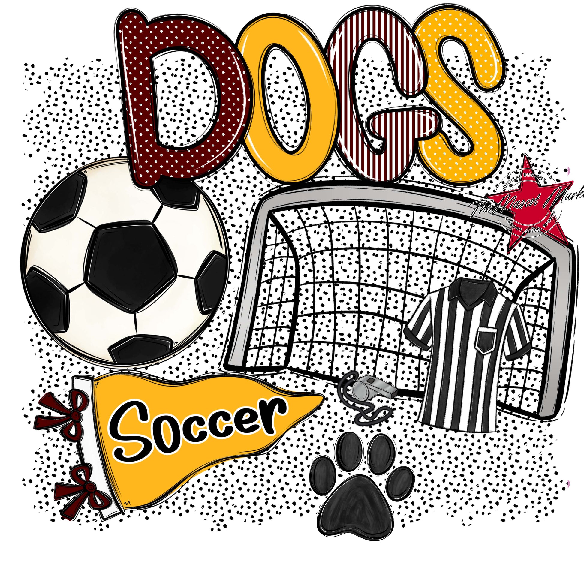 Dogs Soccer Spirit-Maroon & Yellow