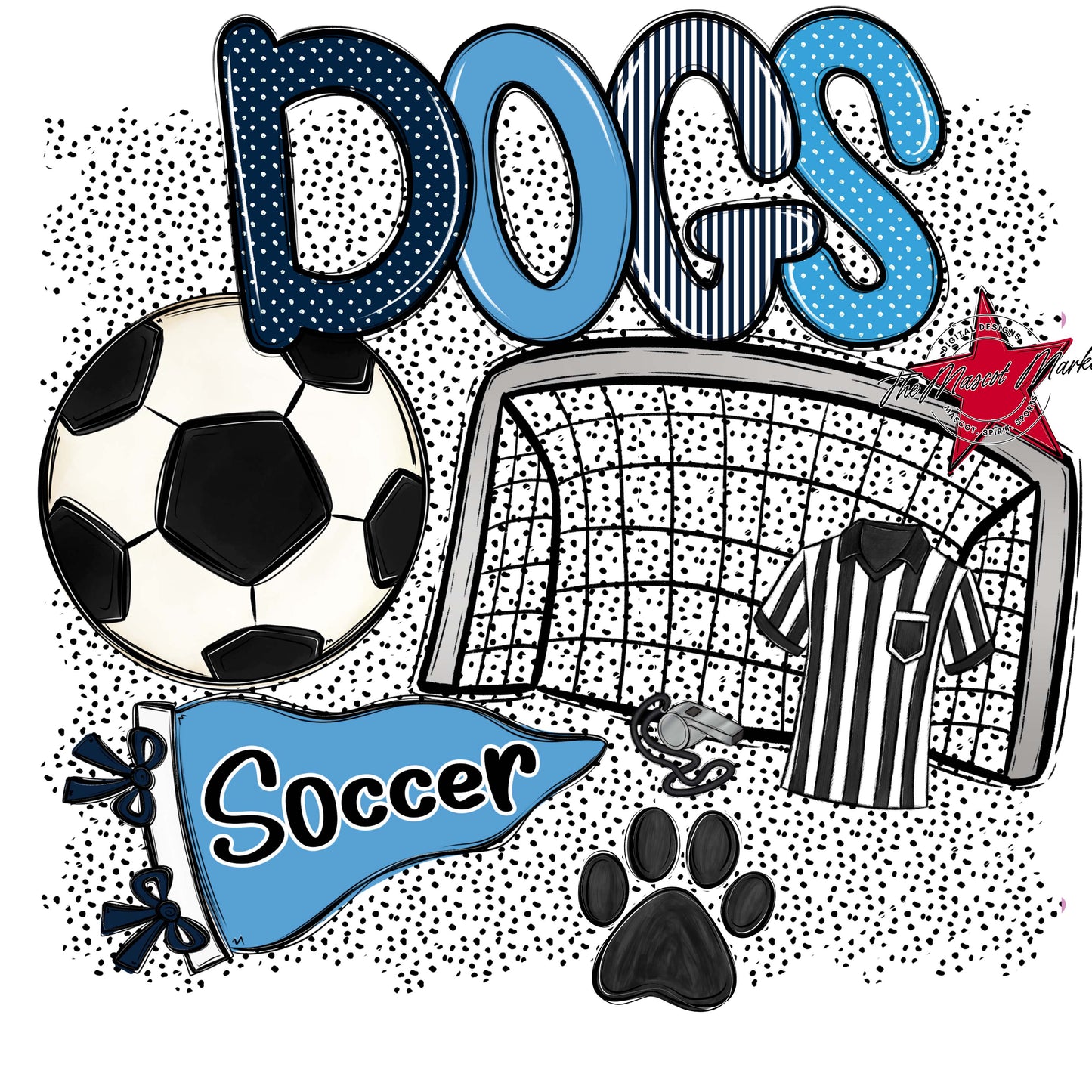 Dogs Soccer Spirit-Navy & Carolina Blue
