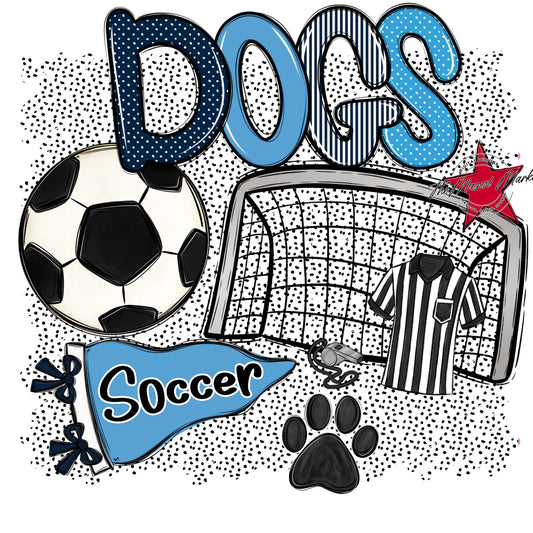 Dogs Soccer Spirit-Navy & Carolina Blue