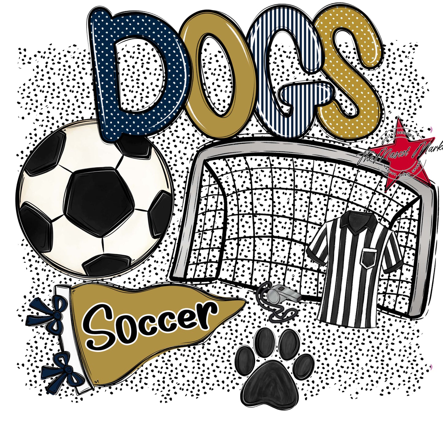 Dogs Soccer Spirit-Navy & Gold