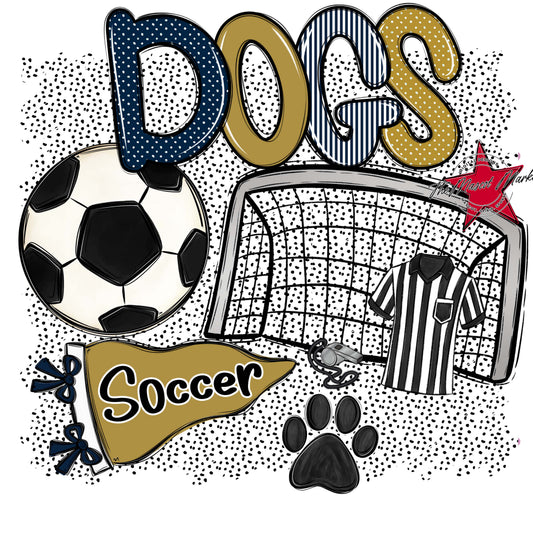 Dogs Soccer Spirit-Navy & Gold