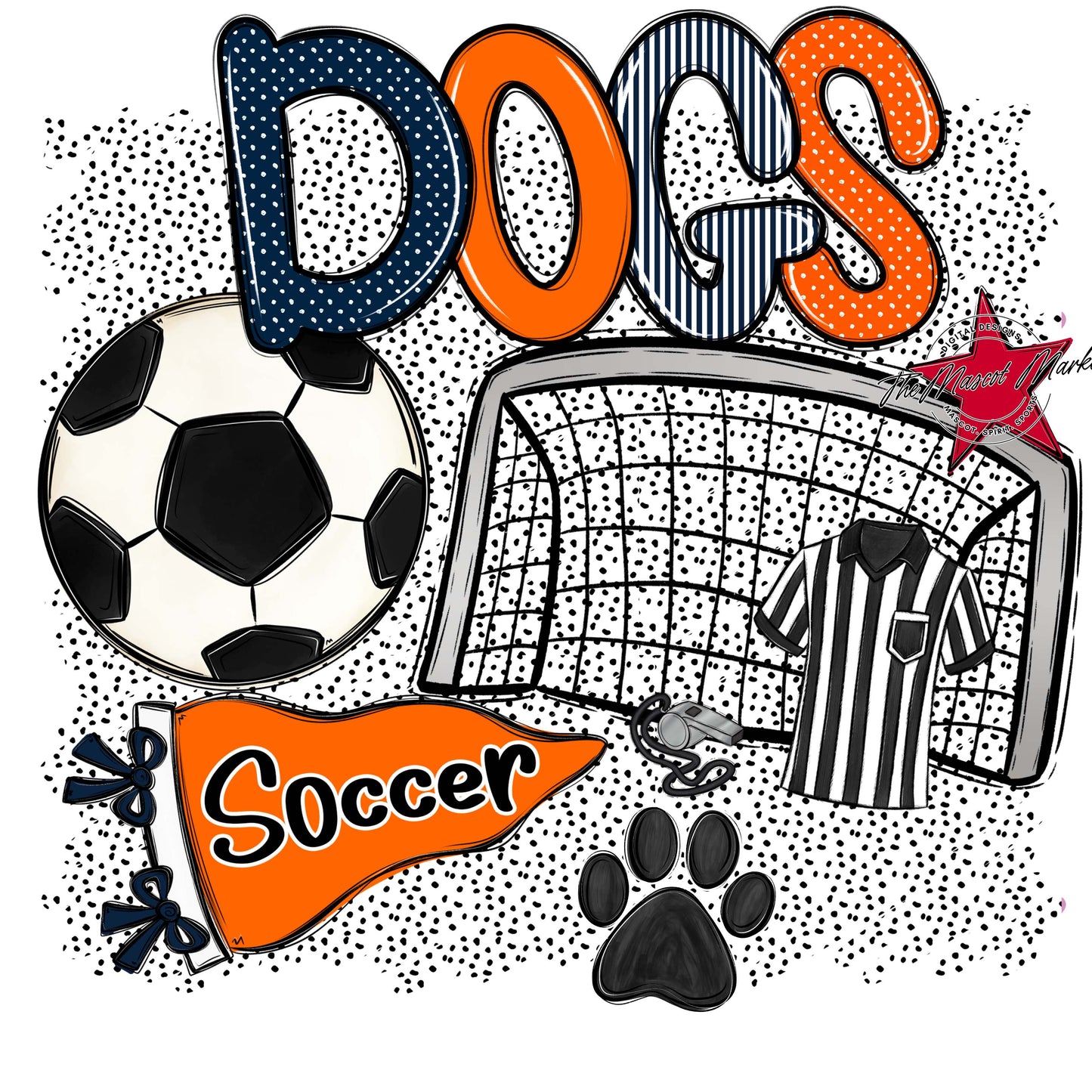 Dogs Soccer Spirit-Navy & Orange