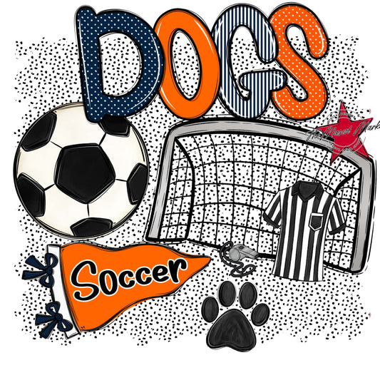 Dogs Soccer Spirit-Navy & Orange