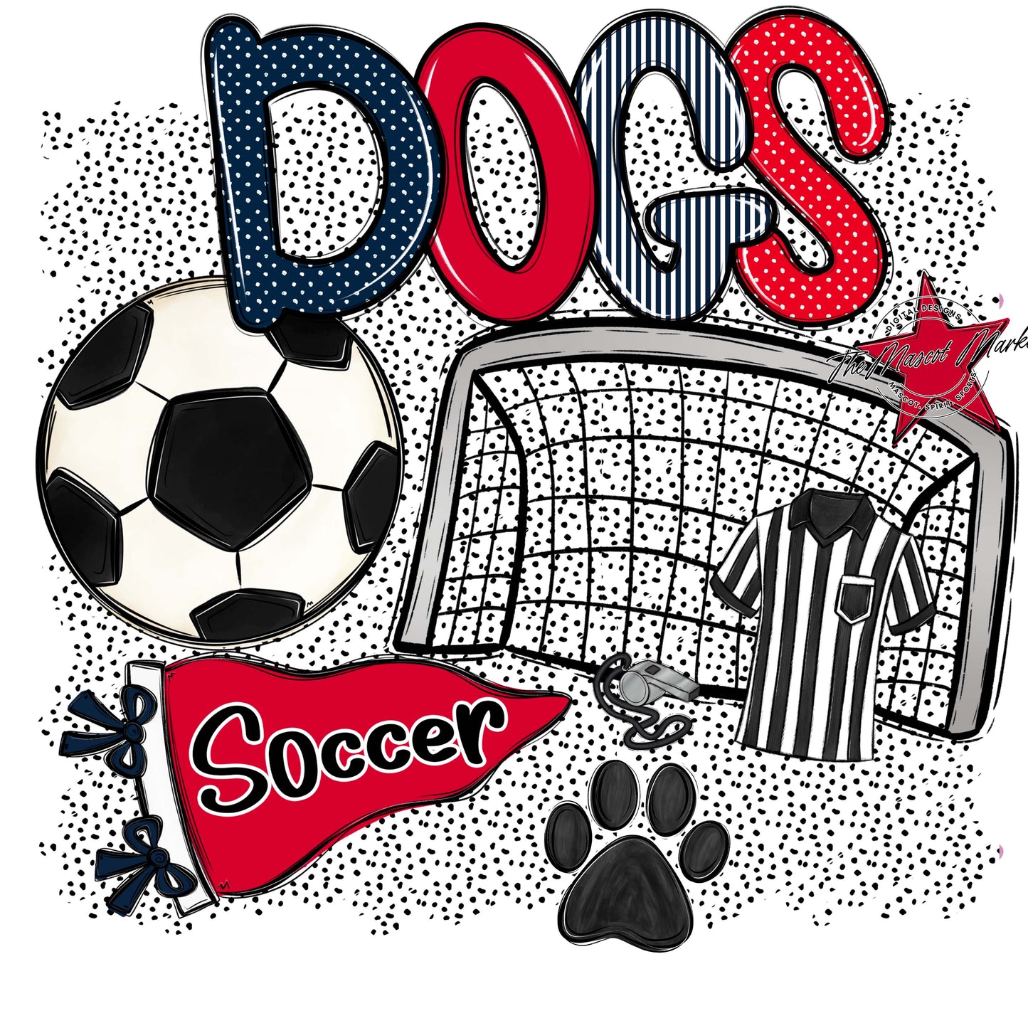 Dogs Soccer Spirit-Navy & Red
