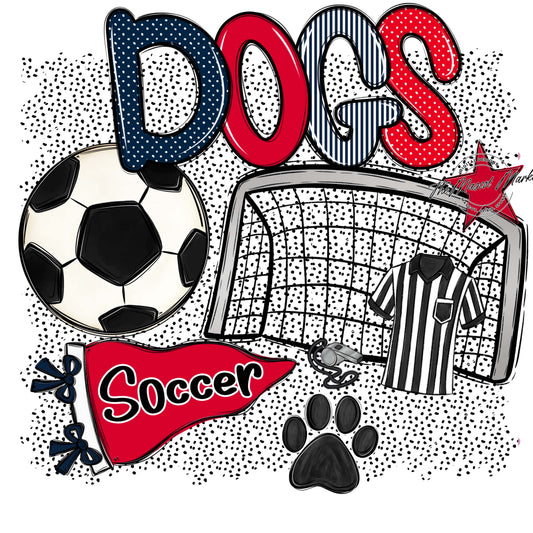 Dogs Soccer Spirit-Navy & Red