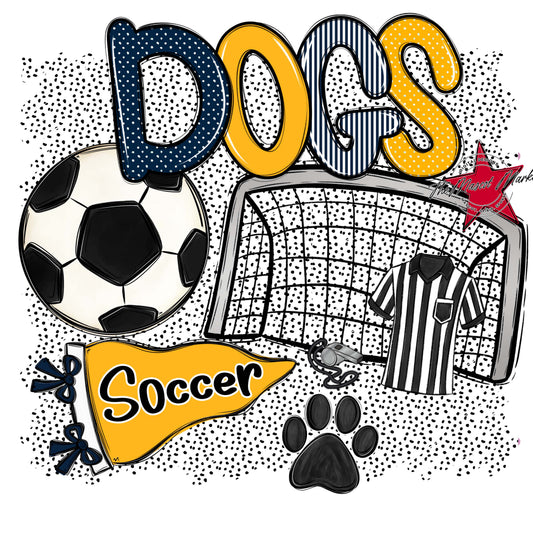 Dogs Soccer Spirit-Navy & Yellow
