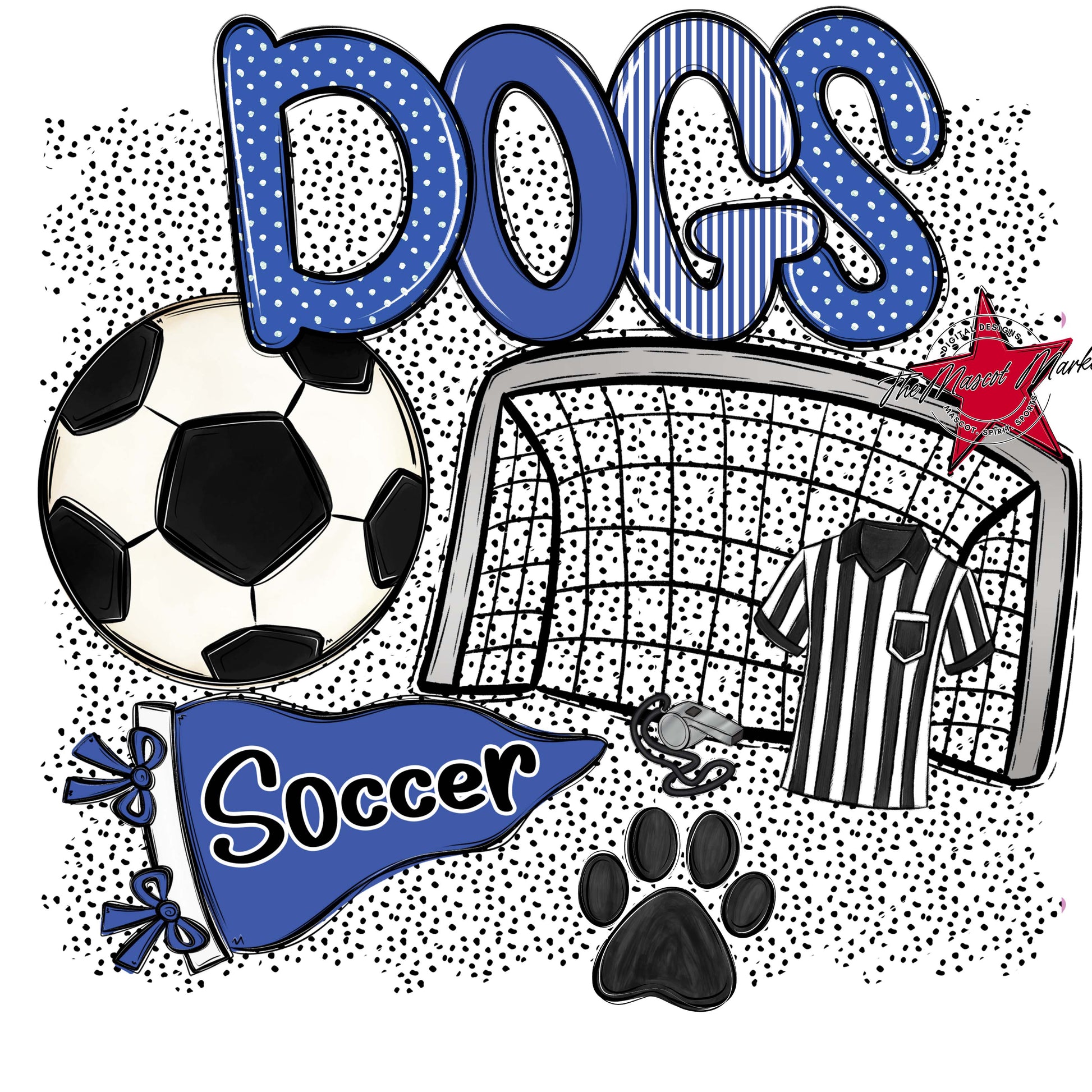 Dogs Soccer Spirit-Off Blue