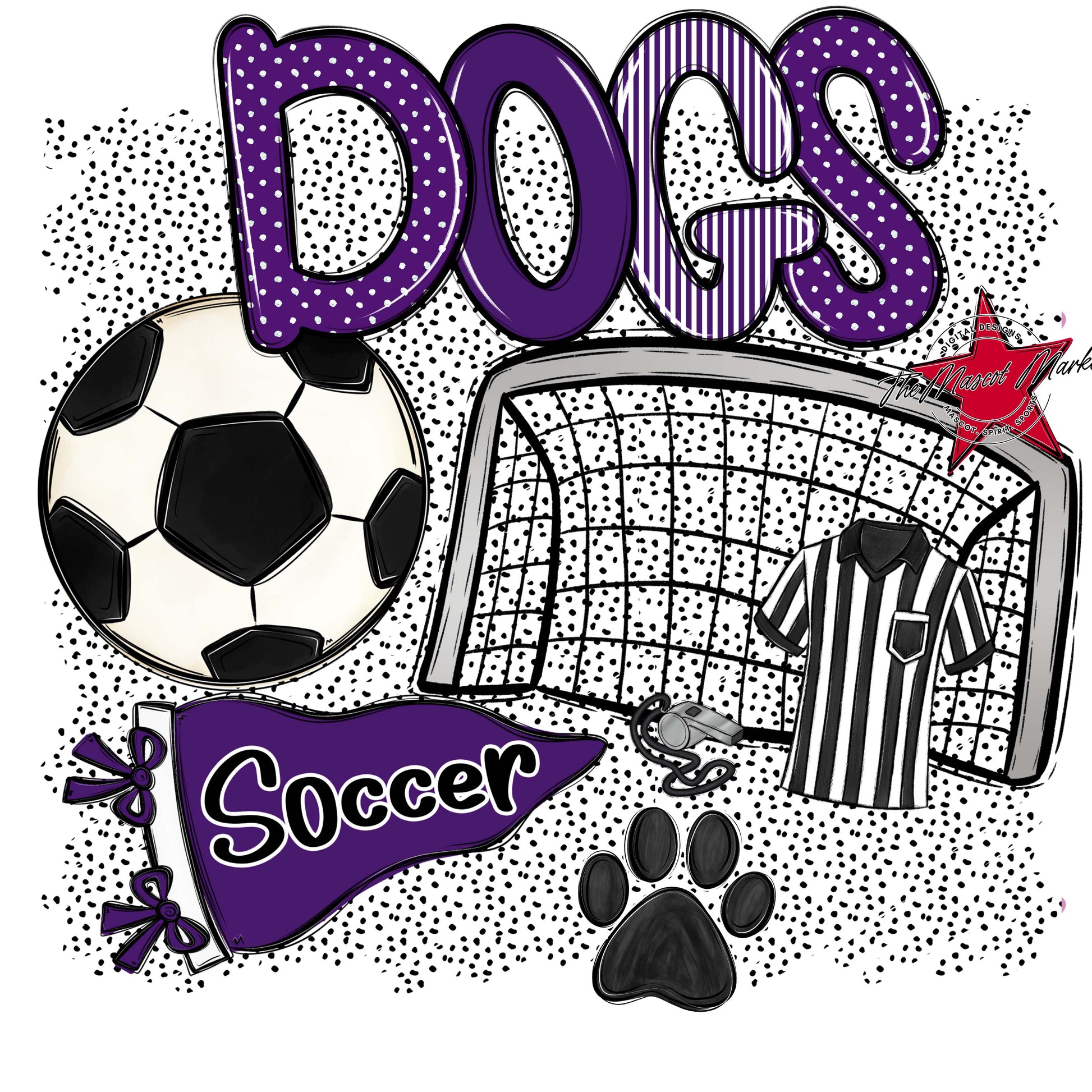 Dogs Soccer Spirit-Purple