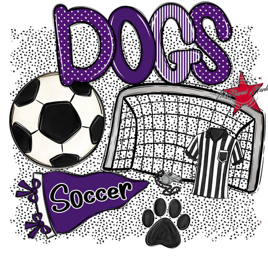 Dogs Soccer Spirit-Purple