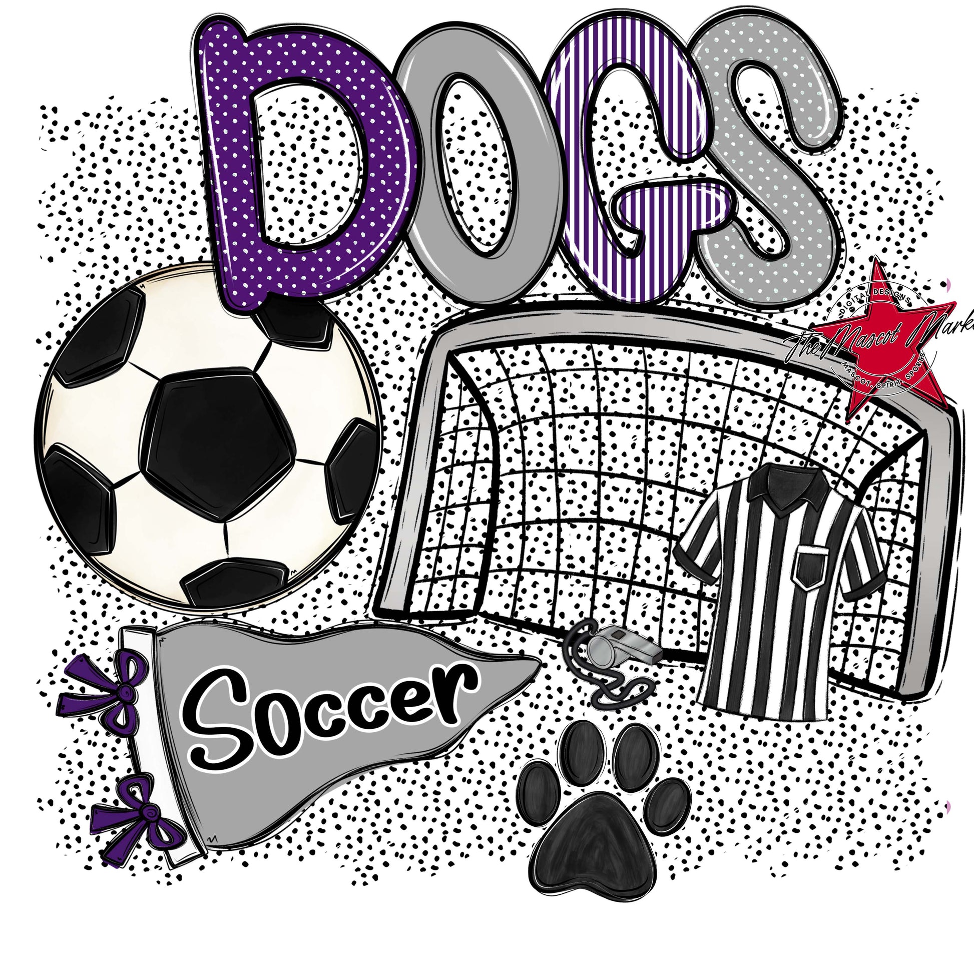 Dogs Soccer Spirit-Purple & Grey