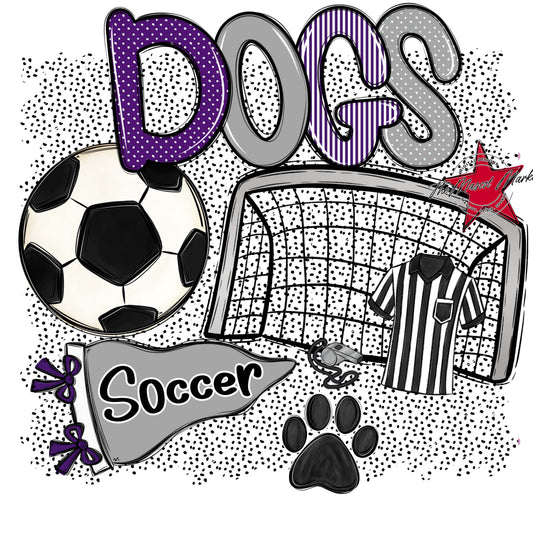 Dogs Soccer Spirit-Purple & Grey