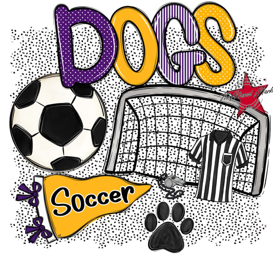 Dogs Soccer Spirit-Purple & Yellow