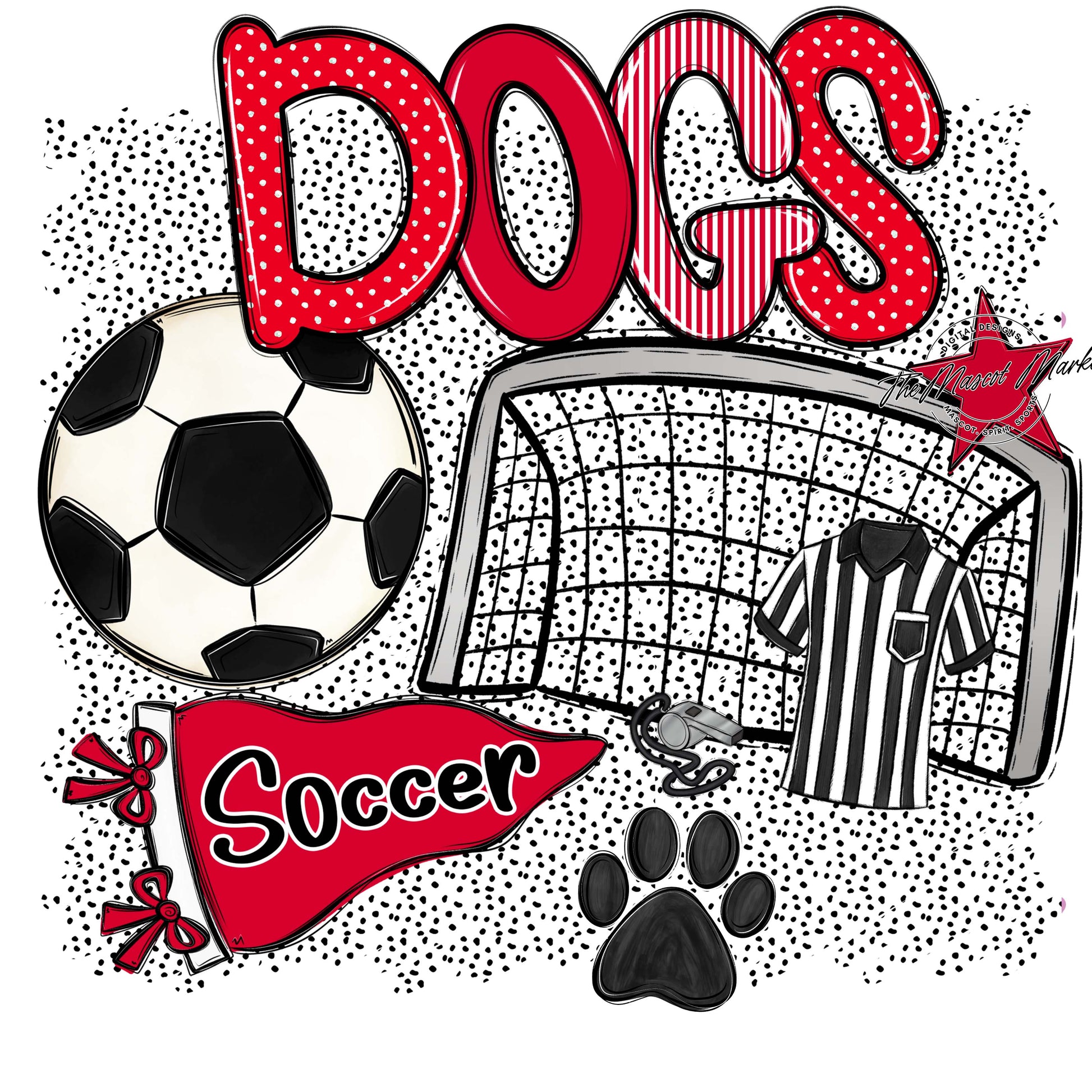 Dogs Soccer Spirit-Red
