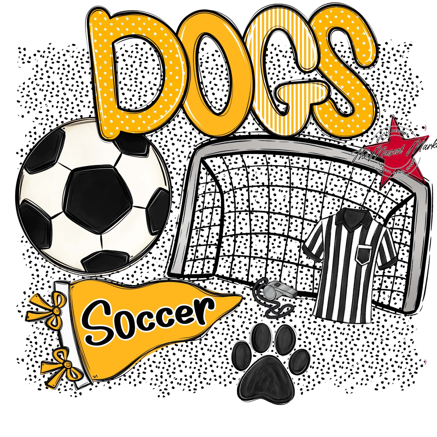 Dogs Soccer Spirit-Yellow