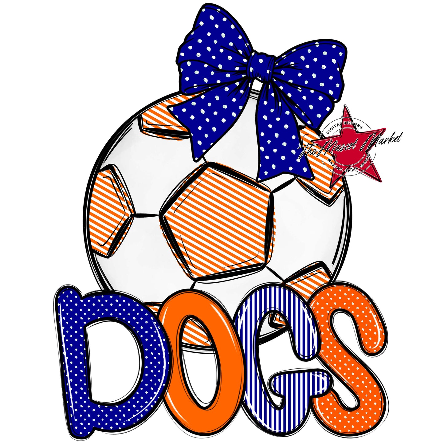 Dogs Soccer Spirit Design-Blue & Orange