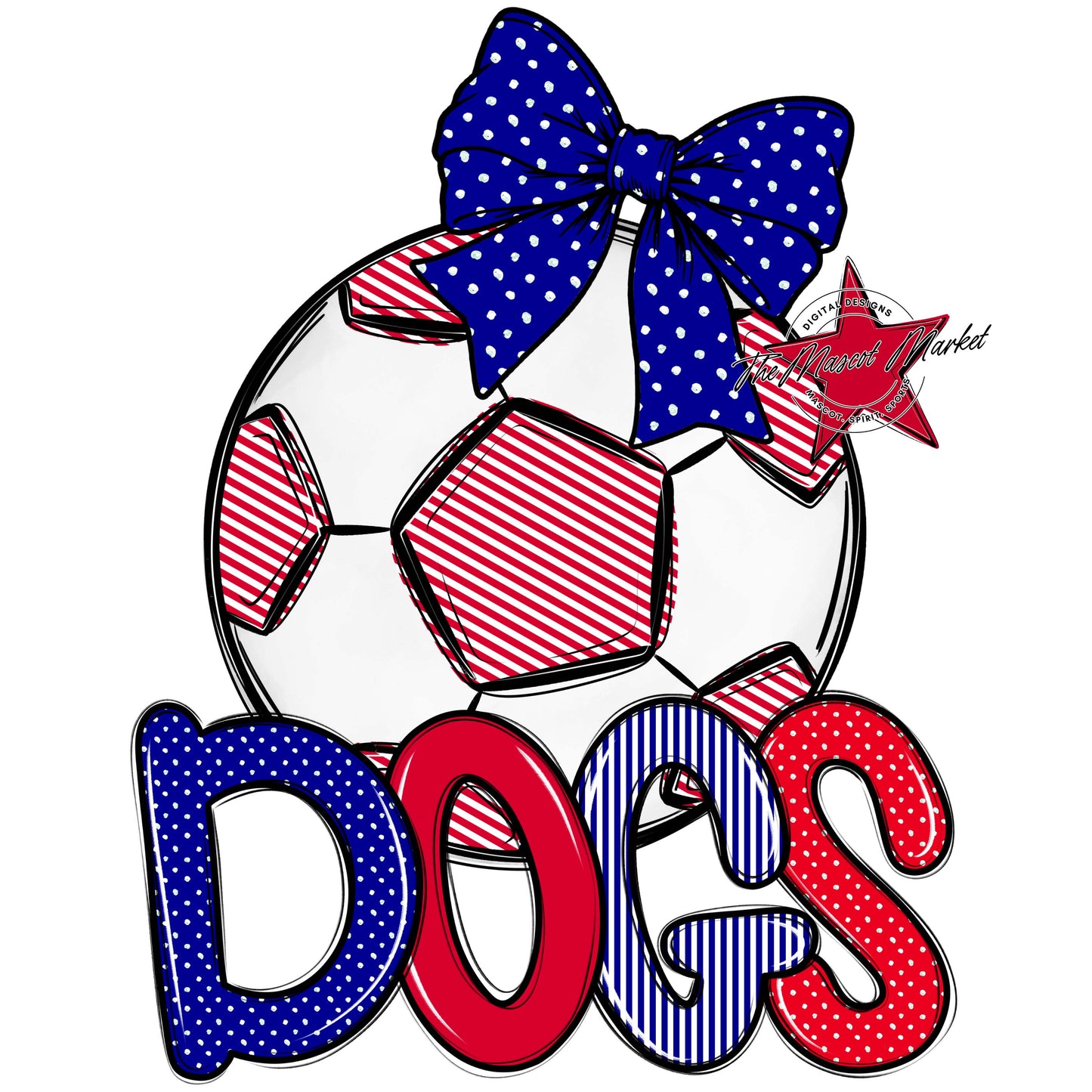 Dogs Soccer Spirit Design-Blue & Red