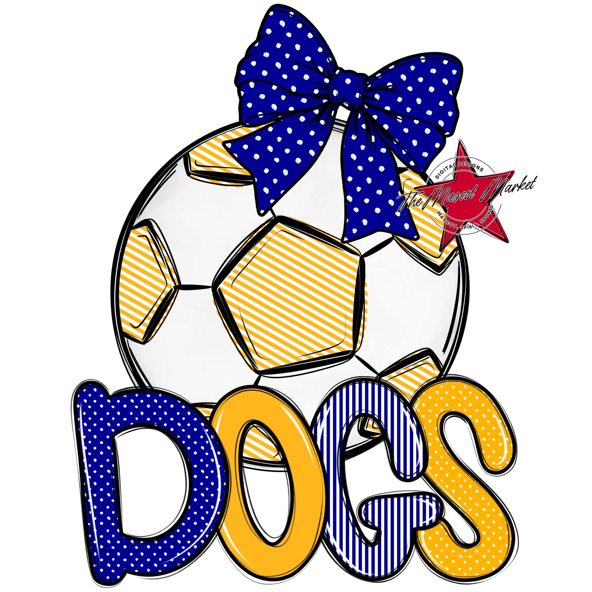 Dogs Soccer Spirit Design-Blue & Yellow
