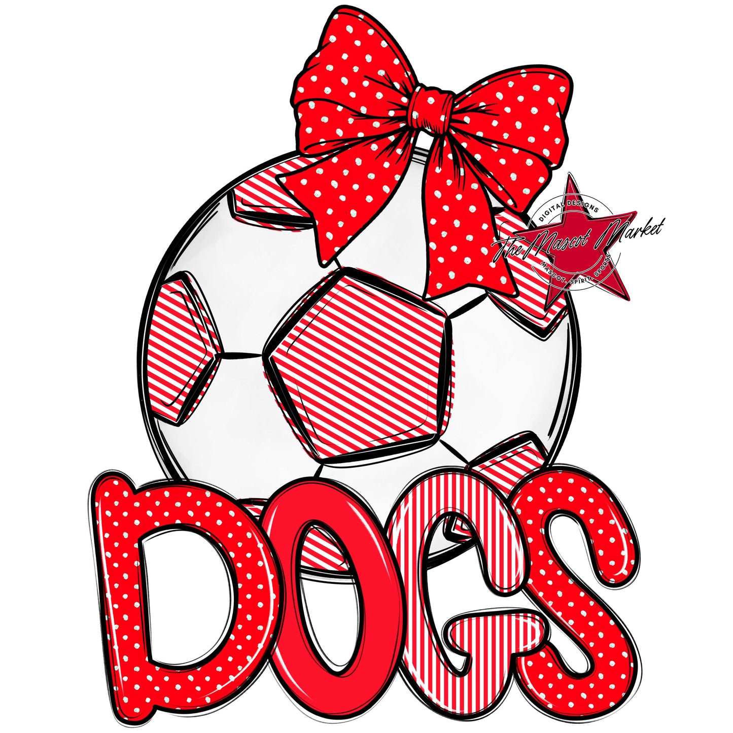 Dogs Soccer Spirit Design-Bright Red