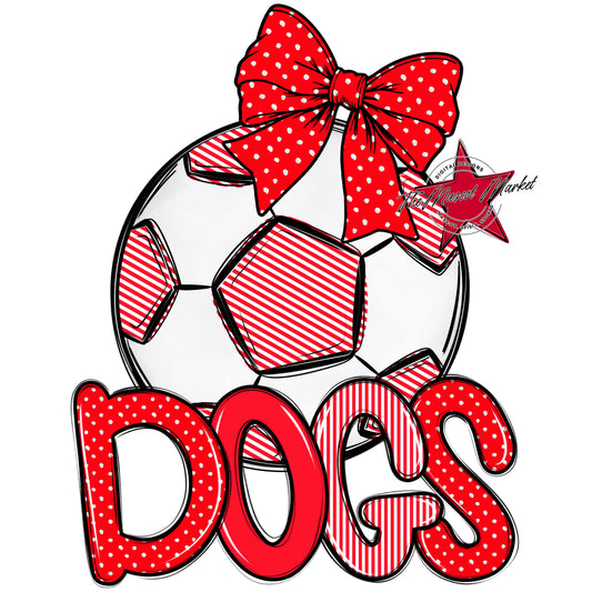 Dogs Soccer Spirit Design-Bright Red