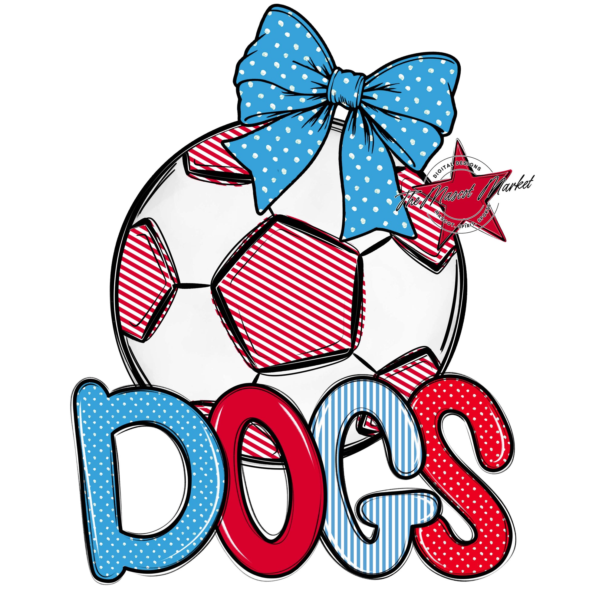 Dogs Soccer Spirit Design-Carolina Blue & Red