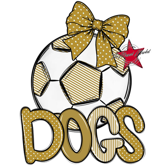 Dogs Soccer Spirit Design-Gold