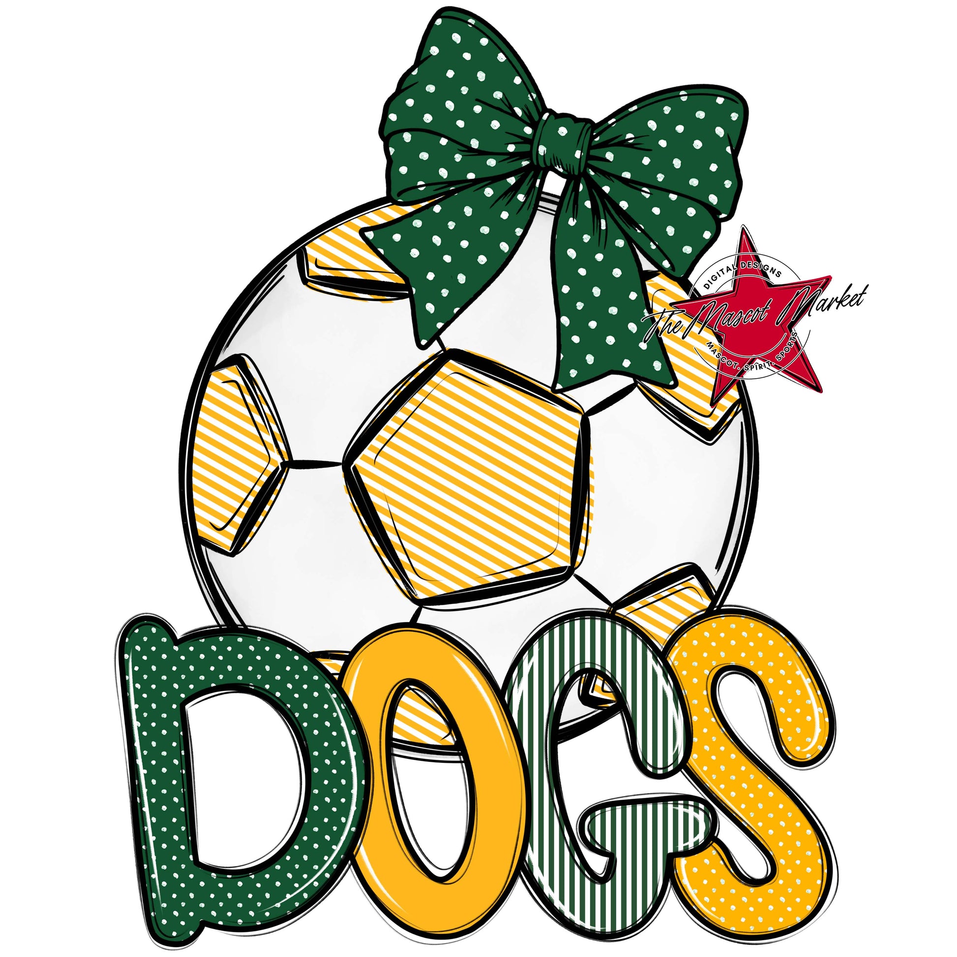 Dogs Soccer Spirit Design-Green & Yellow