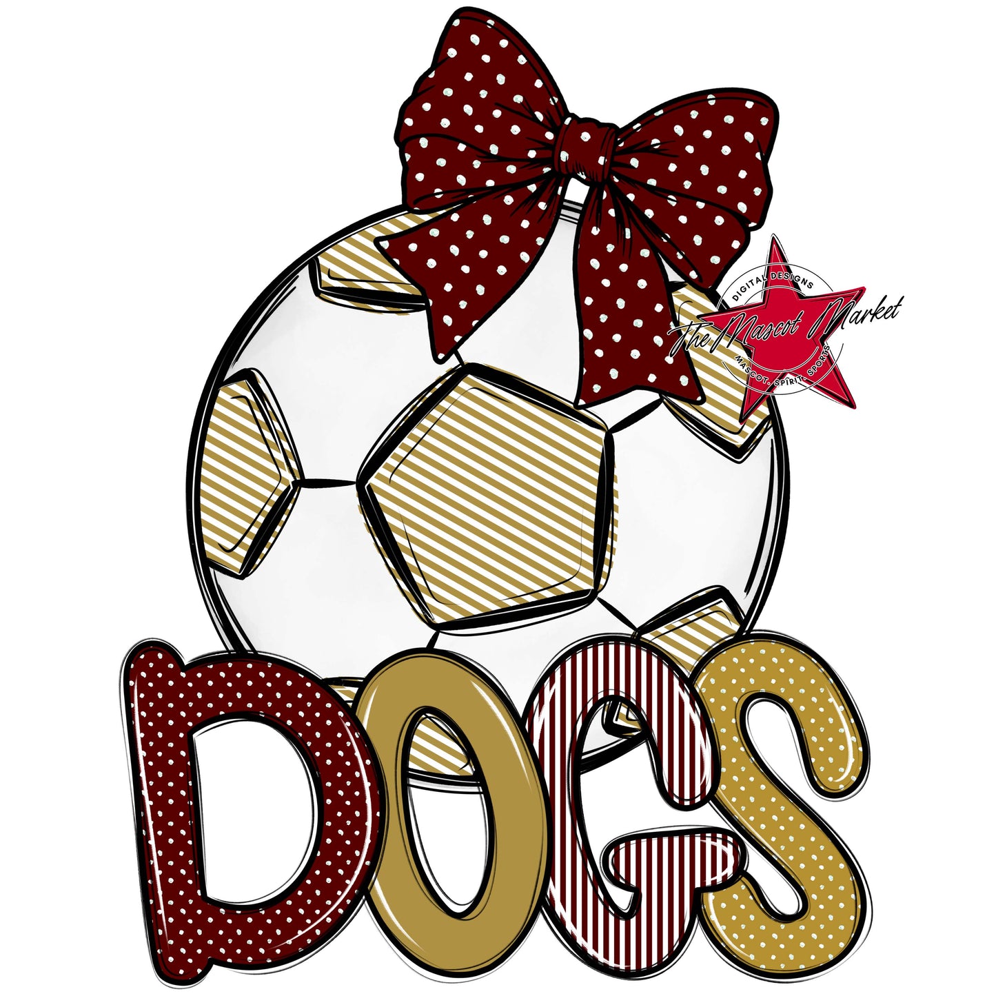 Dogs Soccer Spirit Design-Maroon & Gold