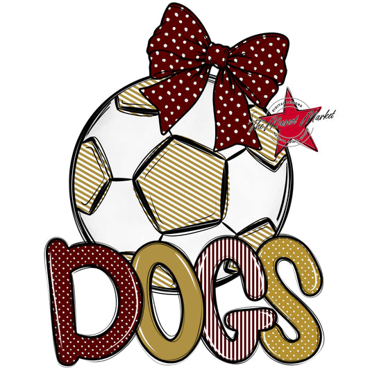 Dogs Soccer Spirit Design-Maroon & Gold