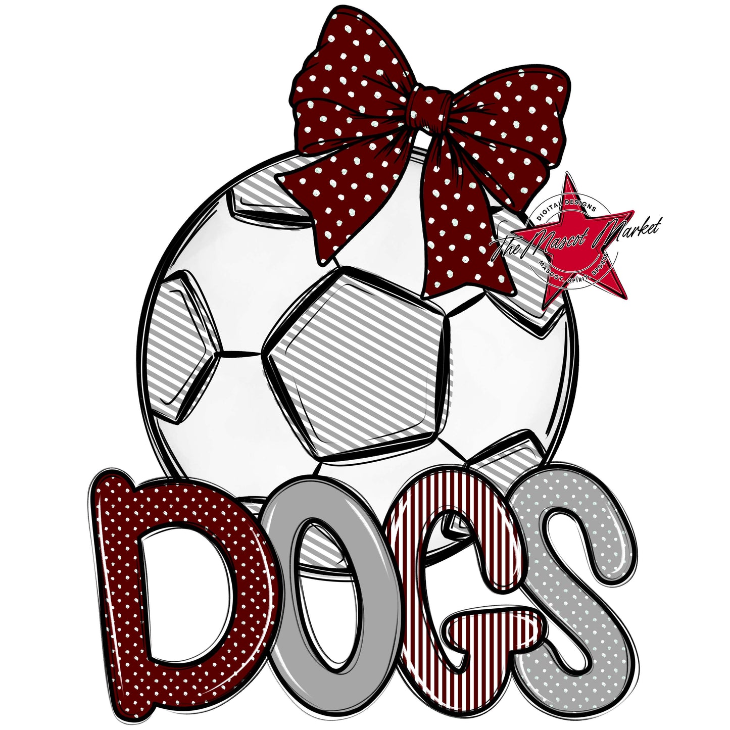 Dogs Soccer Spirit Design-Maroon & Grey