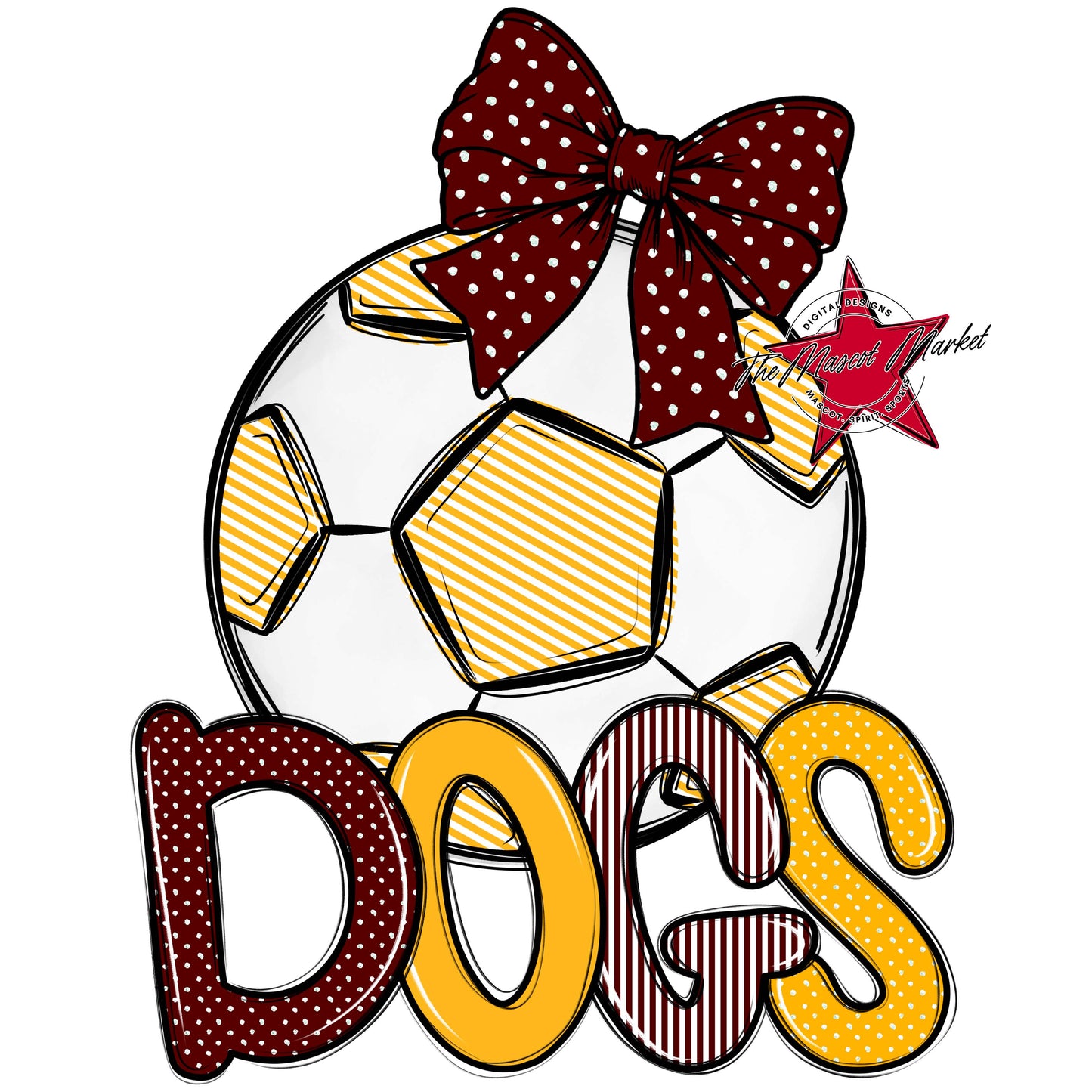 Dogs Soccer Spirit Design-Maroon & Yellow