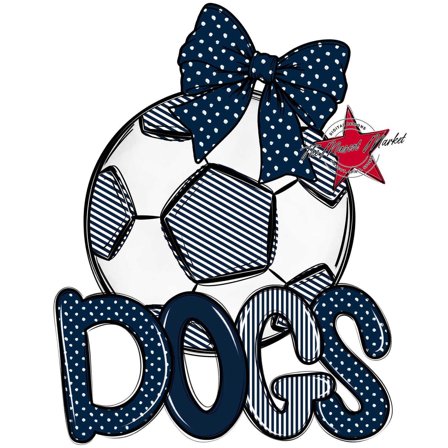 Dogs Soccer Spirit Design-Navy