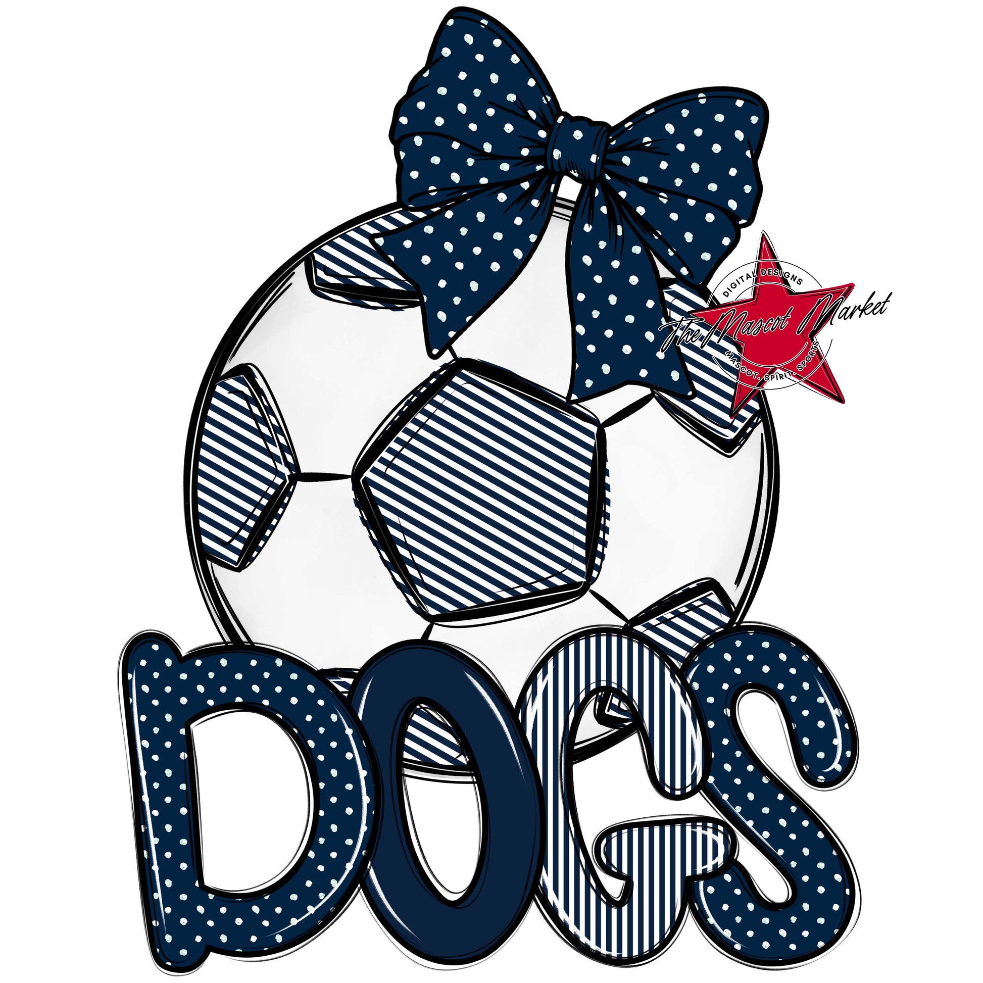 Dogs Soccer Spirit Design-Navy