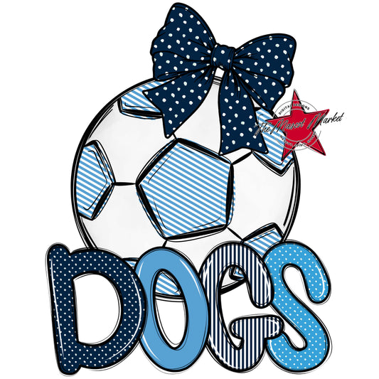 Dogs Soccer Spirit Design-Navy & Carolina Blue
