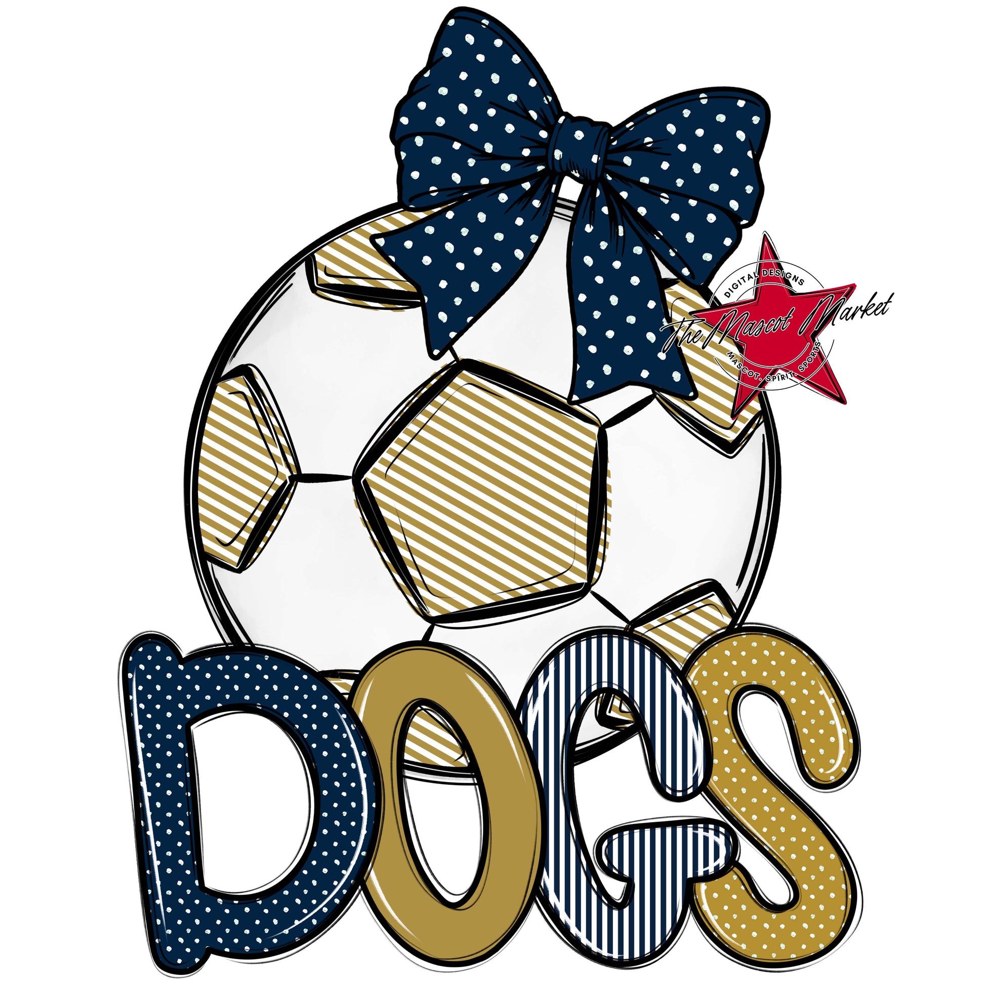 Dogs Soccer Spirit Design-Navy & Gold