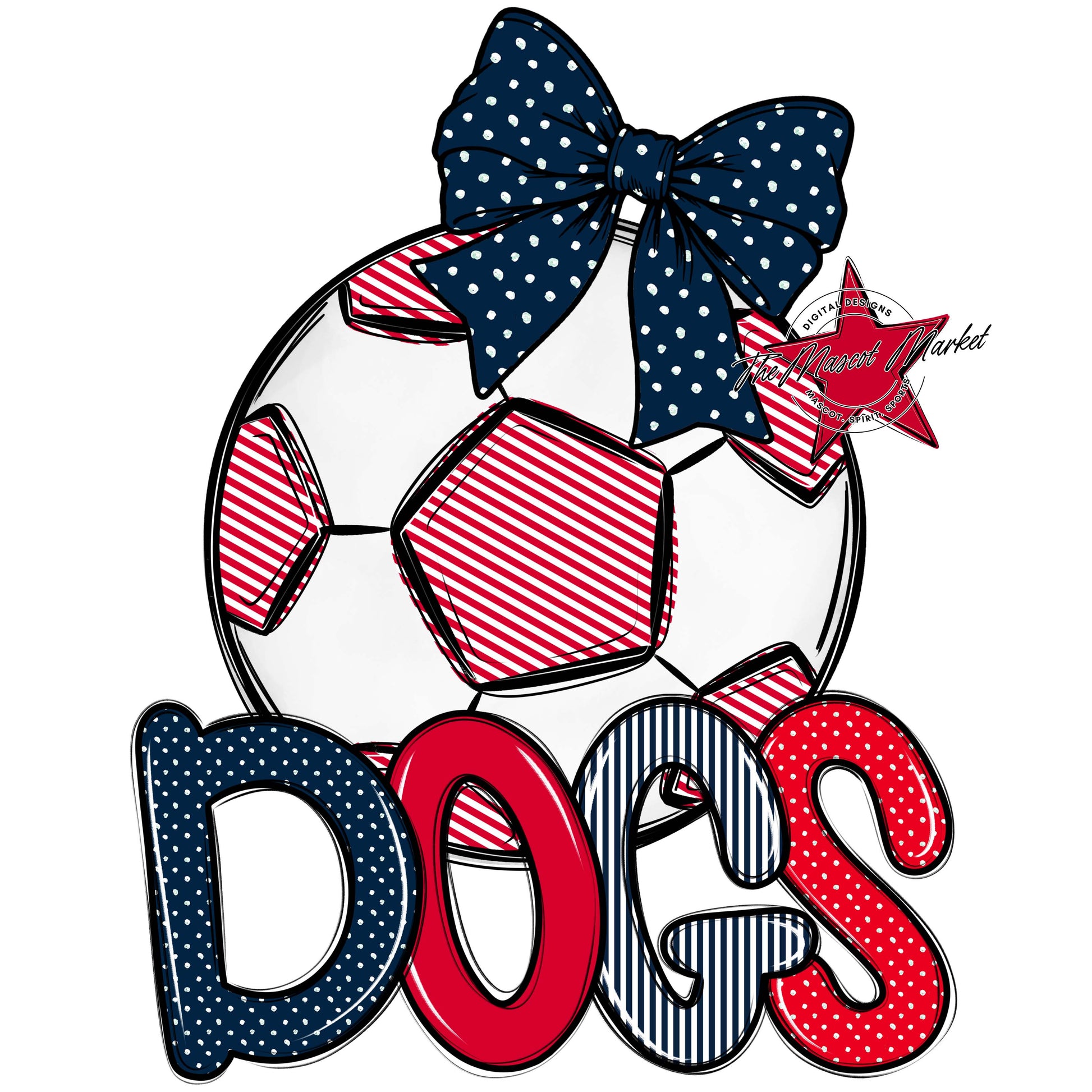 Dogs Soccer Spirit Design-Navy & Red