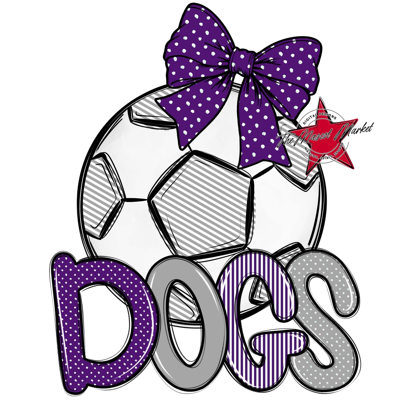 Dogs Soccer Spirit Design-Purple & Grey