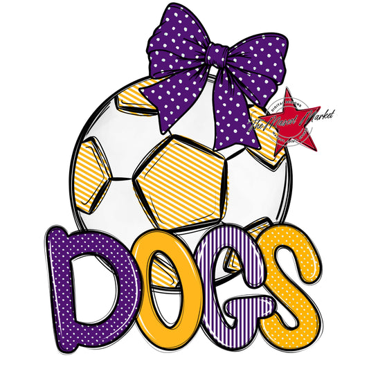 Dogs Soccer Spirit Design-Purple & Yellow