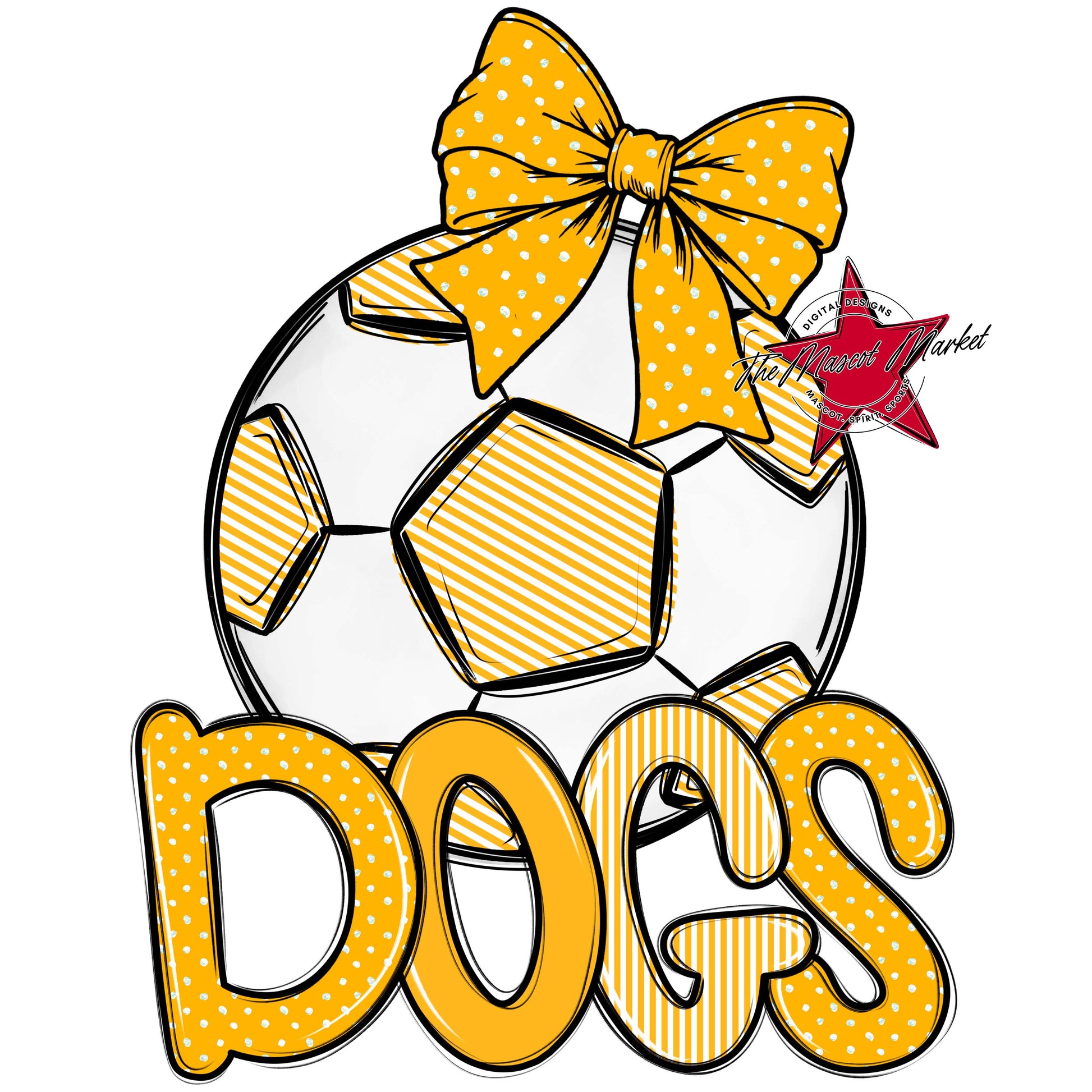 Dogs Soccer Spirit Design-Yellow