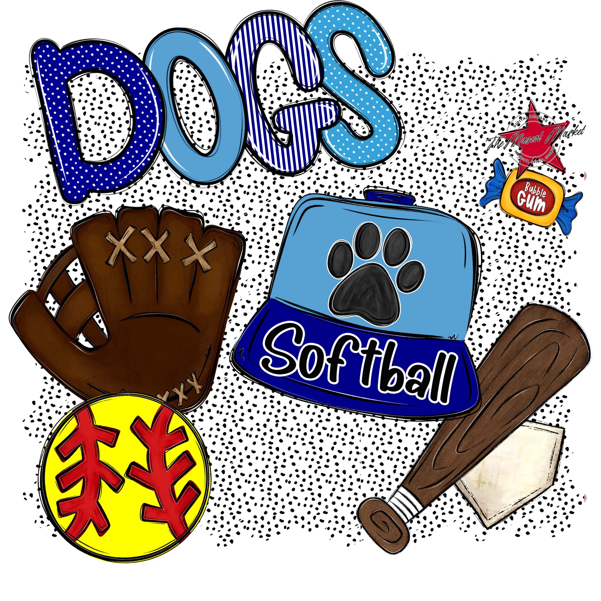 Dogs Softball Spirit-Blue & Carolina Blue