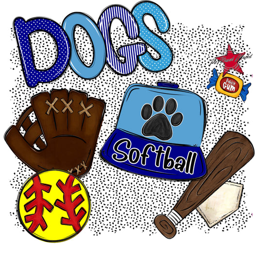 Dogs Softball Spirit-Blue & Carolina Blue