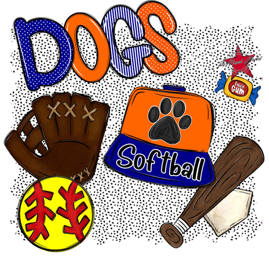 Dogs Softball Spirit-Blue & Orange
