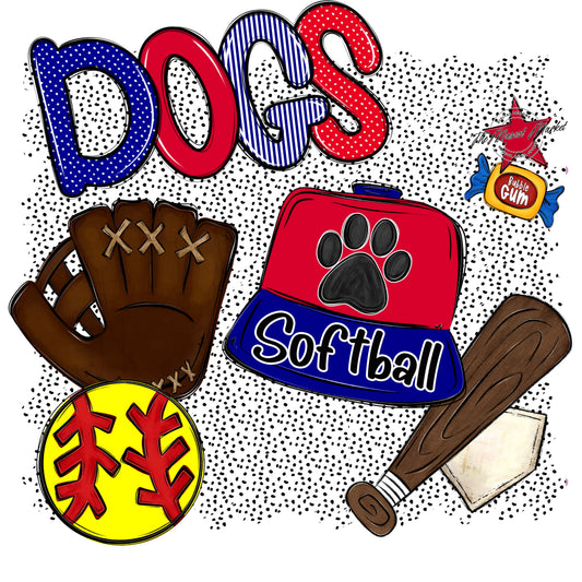 Dogs Softball Spirit-Blue & Red