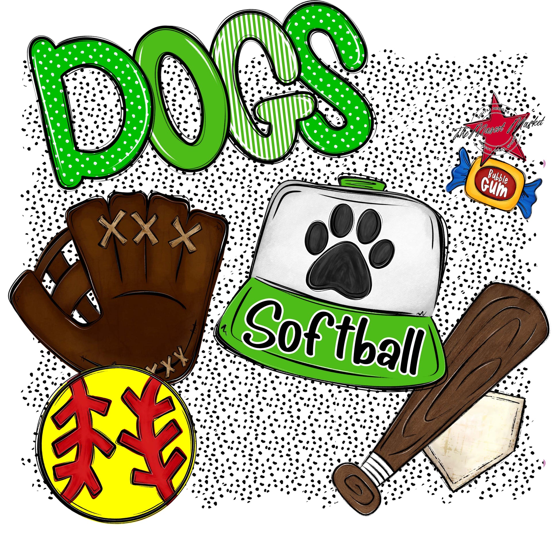 Dogs Softball Spirit-Bright Green