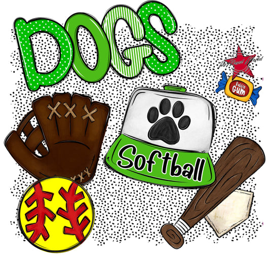 Dogs Softball Spirit-Bright Green