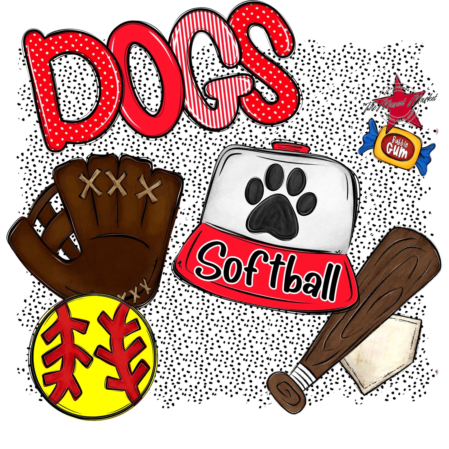 Dogs Softball Spirit-Bright Red