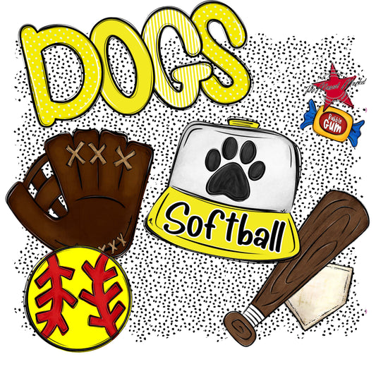 Dogs Softball Spirit-Bright Yellow