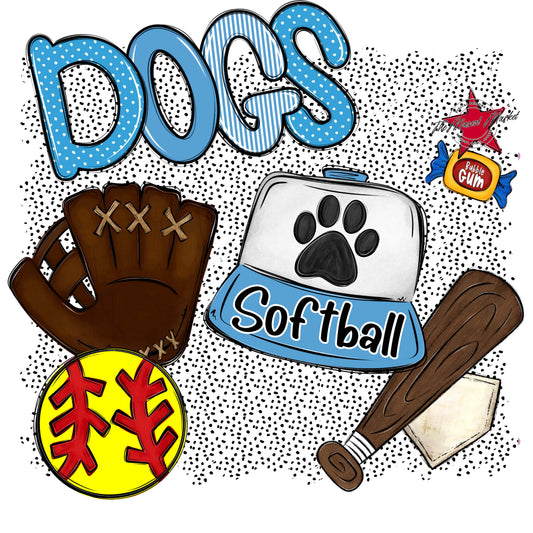 Dogs Softball Spirit-Carolina Blue