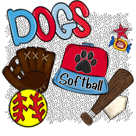 Dogs Softball Spirit-Carolina Blue & Red