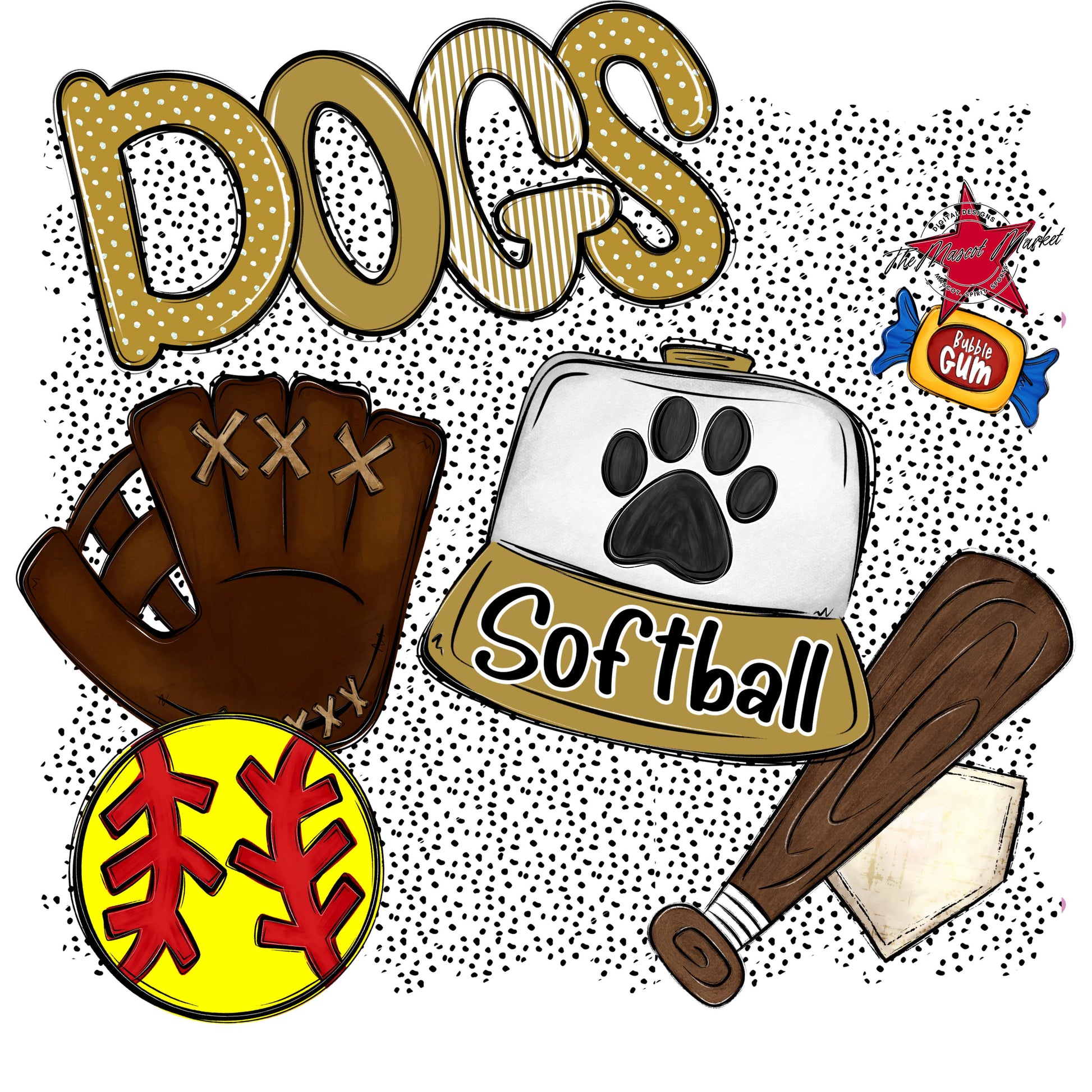 Dogs Softball Spirit-Gold