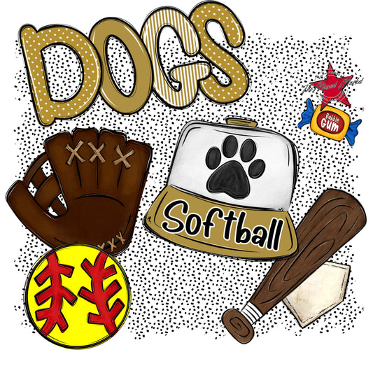 Dogs Softball Spirit-Gold